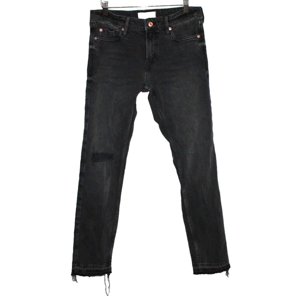 We the Free Jeans Women's 26 Black Stretch Raw Hem Distressed Grunge Goth Skinny
